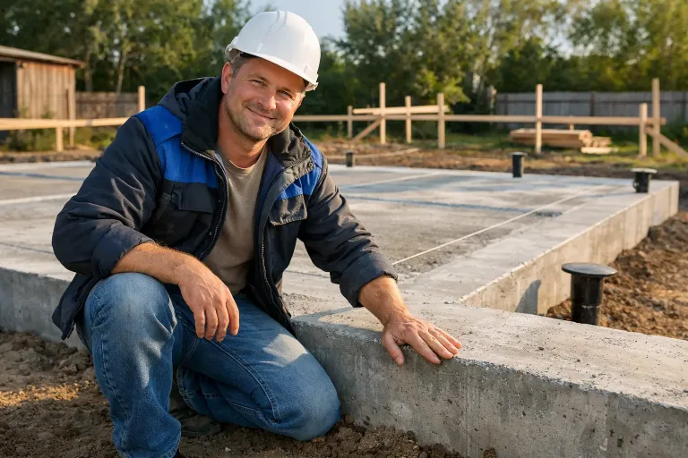 Фундамент дома с ракурса уровня земли