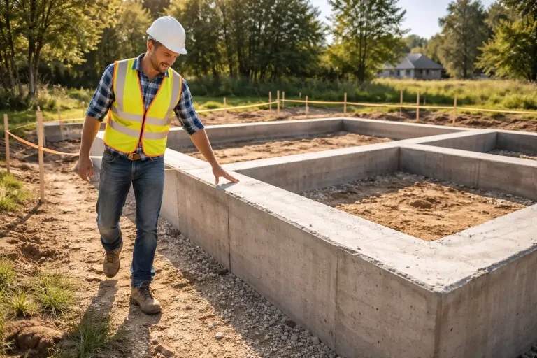Осмотр ленточного фундамента перед строительством дома