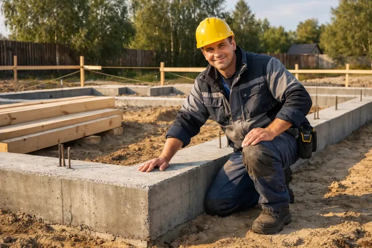 Монтаж фундамента для бани на загородном участке