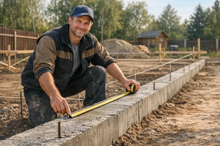 Измерение фундамента для установки забора